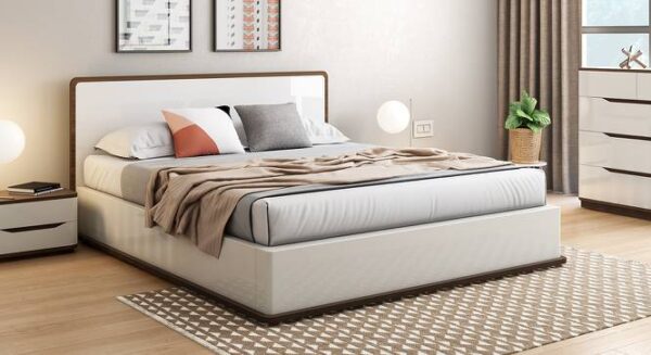Baltoro High Gloss Hydraulic Storage White Bed Banner